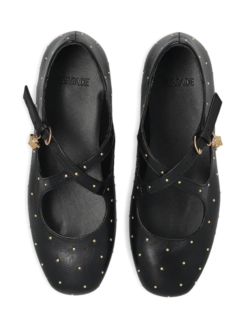 Versace Kids Medusa studded ballerinas Black