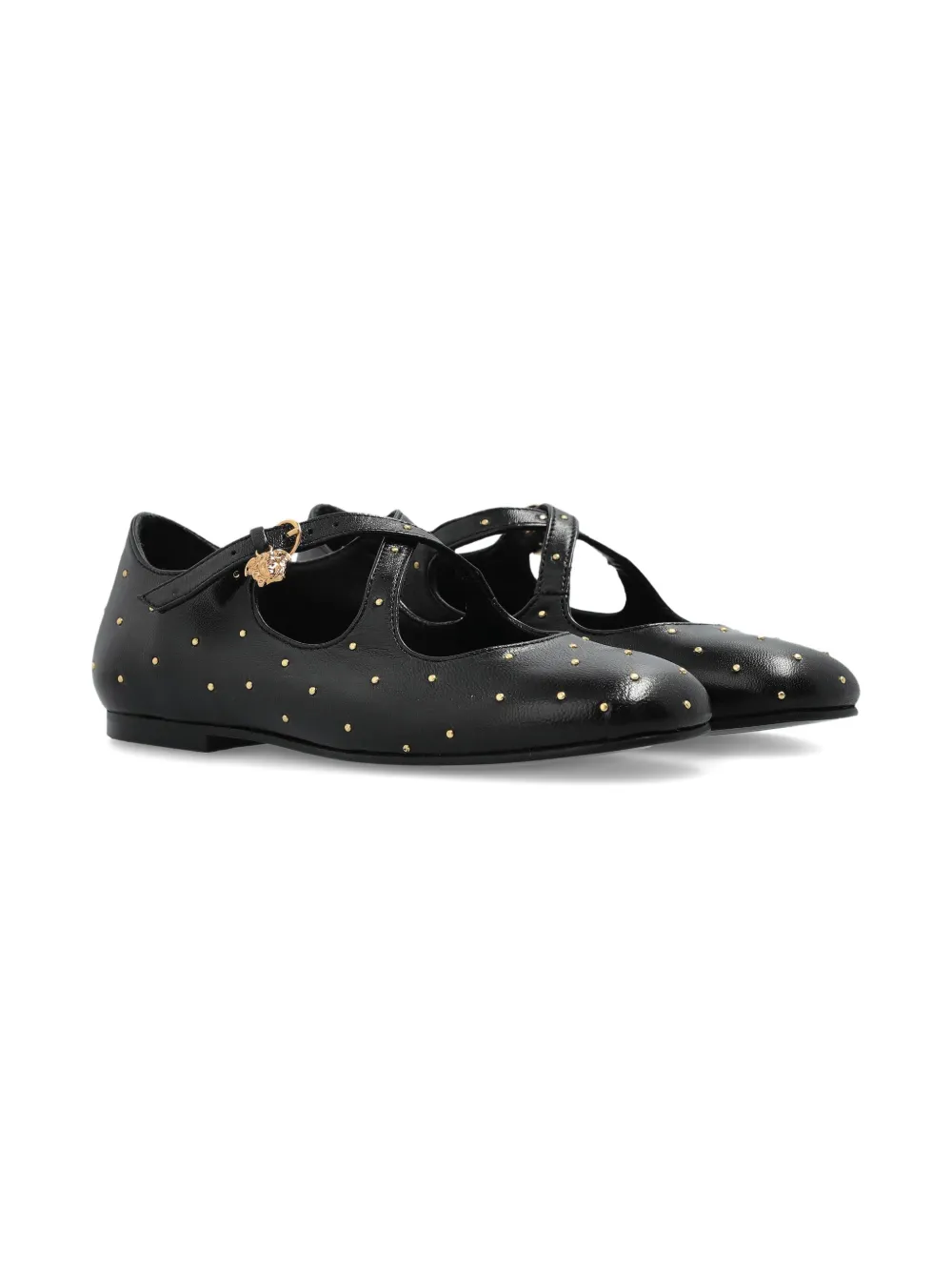 Versace Kids Medusa studded ballerinas Black