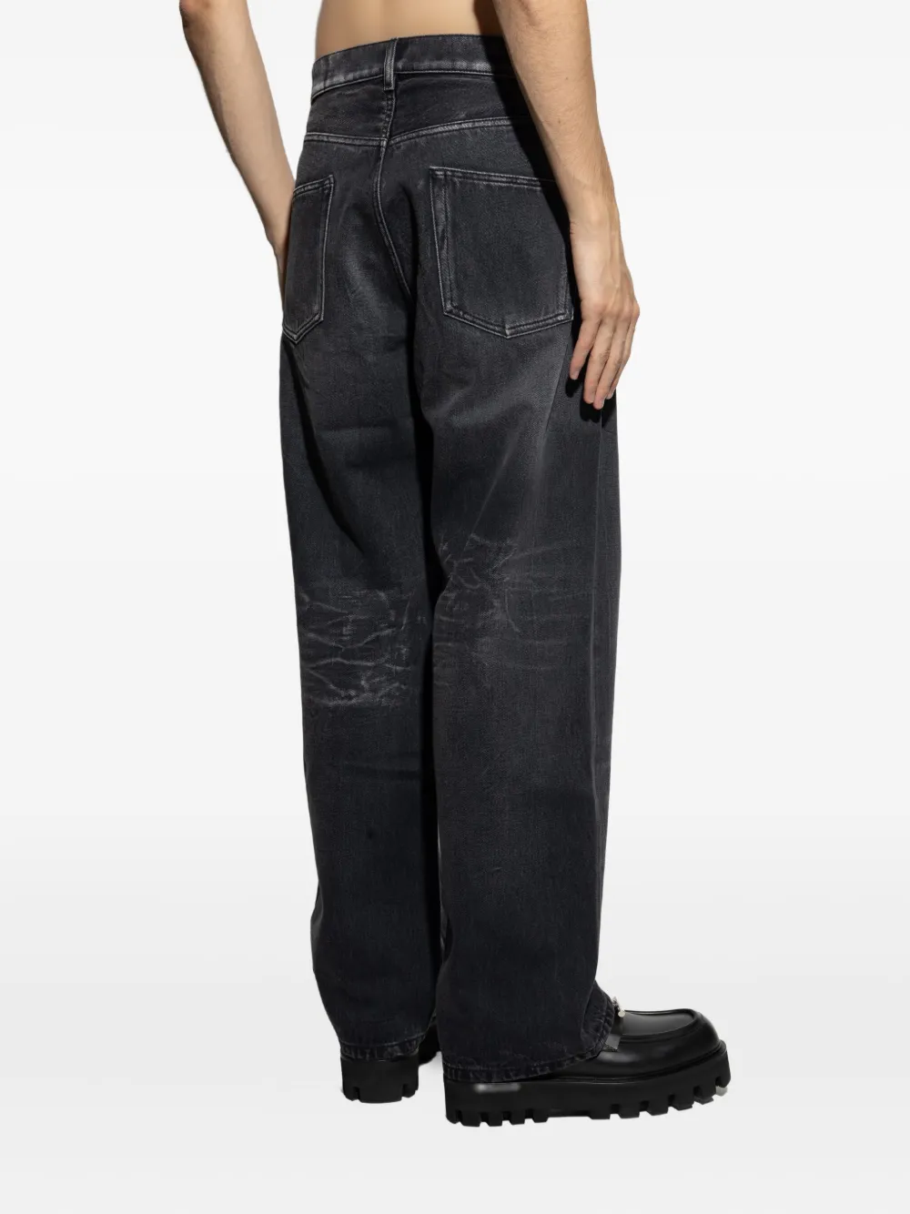 Moschino Jeans met vervaagd effect en logoplakkaat Zwart