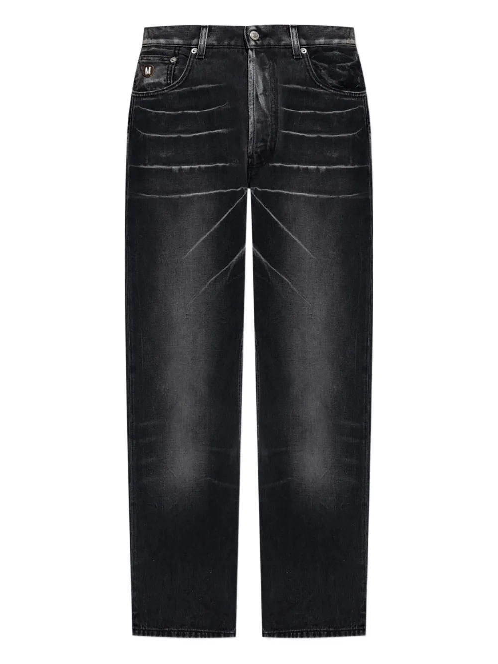 Moschino logo-plaque faded-wash jeans Zwart