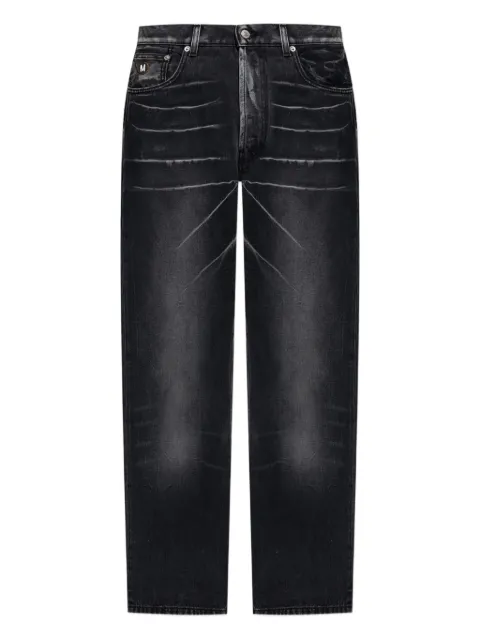 Moschino logo-plaque faded-wash jeans