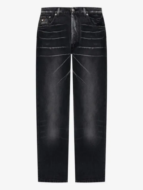 Moschino logo-plaque faded-wash jeans