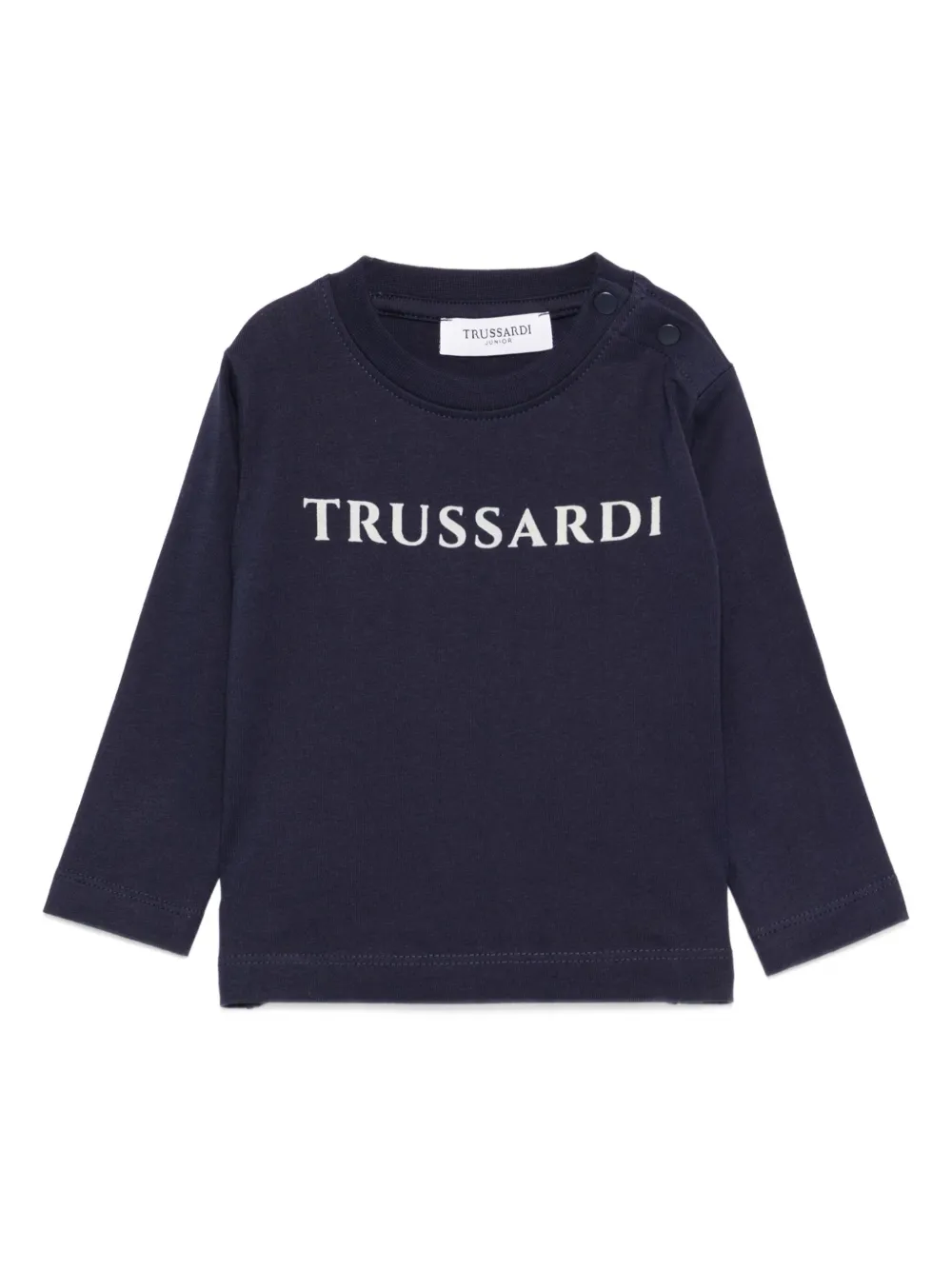 TRUSSARDI JUNIOR logo-print long-sleeved T-shirt Blauw