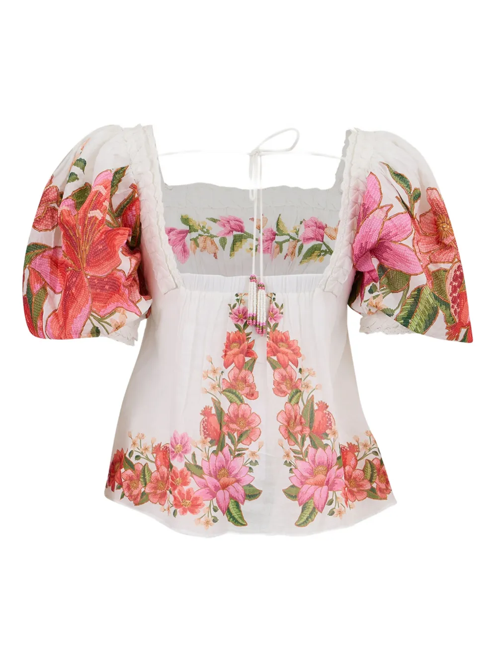 FARM Rio Summer Fruit blouse met pofmouwen Wit