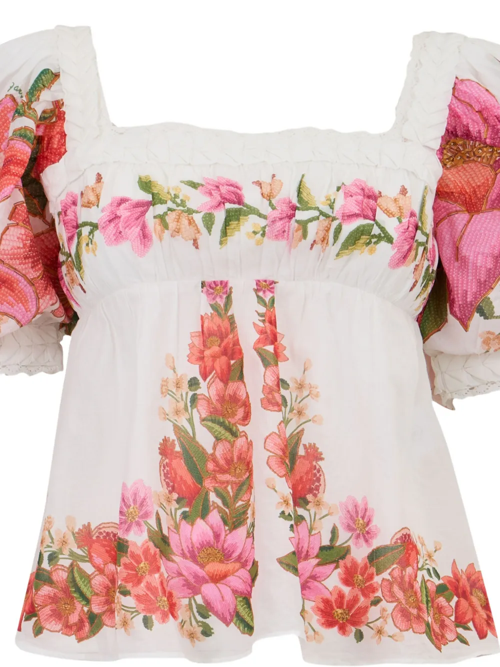 FARM Rio Summer Fruit blouse met pofmouwen Wit