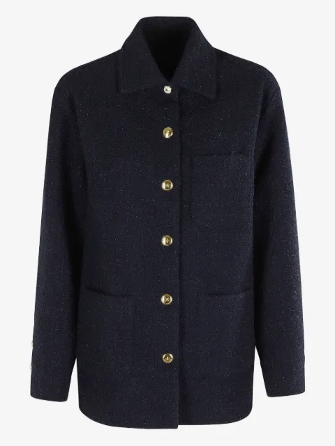 PINKO glitter-flecked button-front tweed jacket