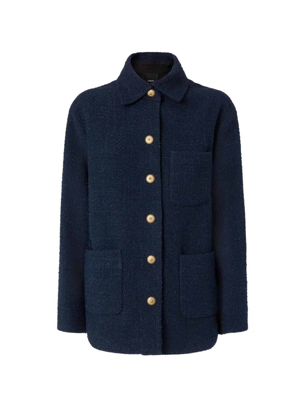 PINKO glitter-flecked button-front tweed jacket - Blu