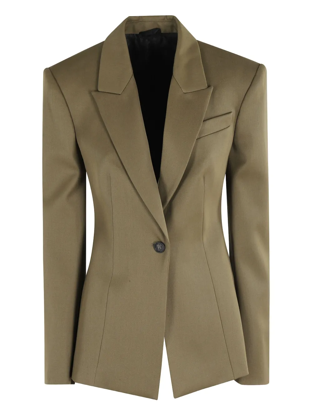 The Attico single-button padded-shoulder blazer Groen