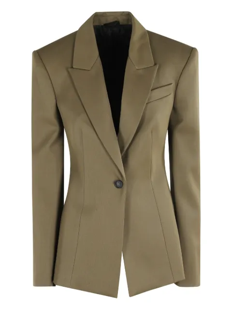 The Attico single-button padded-shoulder blazer