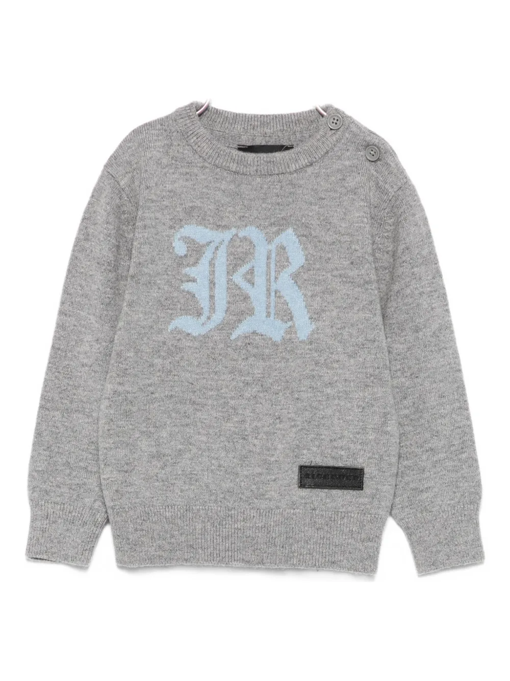 John Richmond Junior intarsia-knit logo sweater Grijs