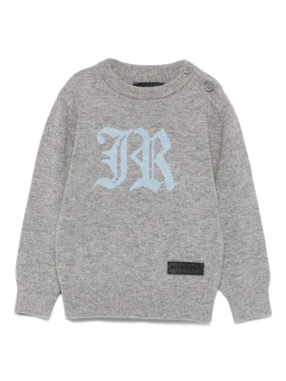 John Richmond Junior intarsia-knit logo sweater Grijs