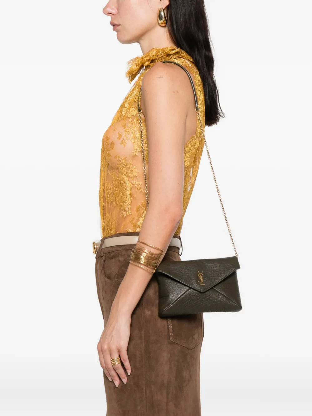 Saint Laurent Cassandre envelope bag Groen