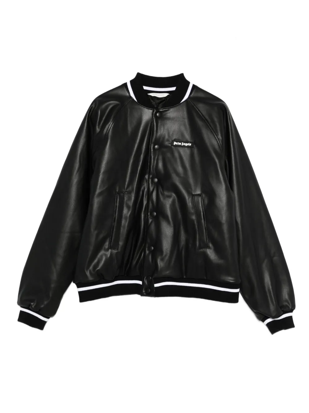 Palm Angels Kids baseball-collar bomber jacket Zwart
