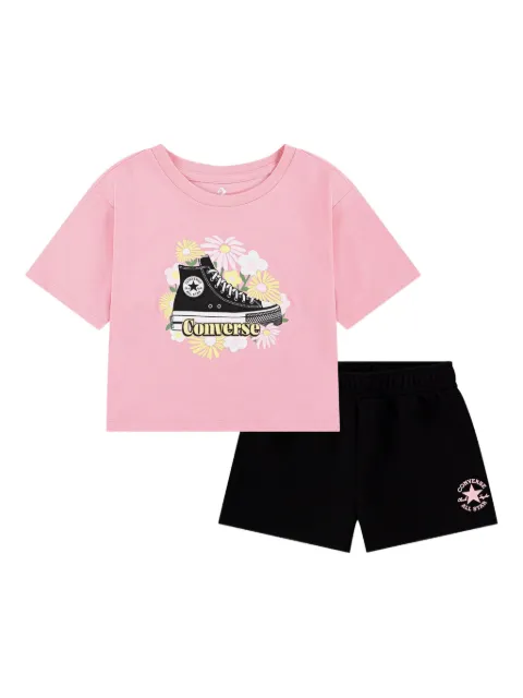 Converse Kids طقم بشورت وطبعة زهور
