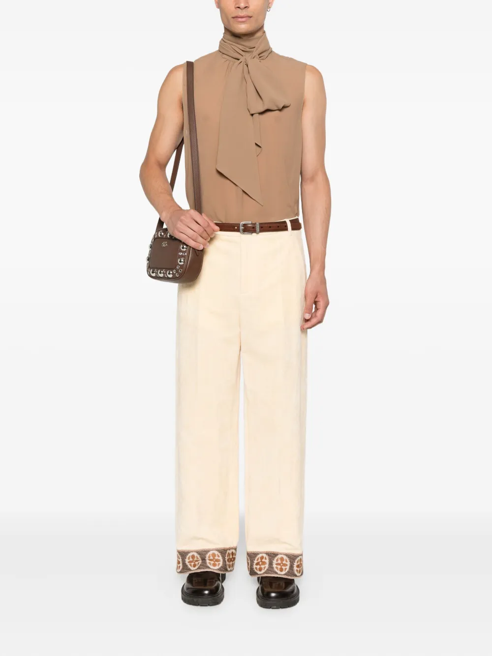 Valentino Garavani Broek met geborduurde cuffs Beige