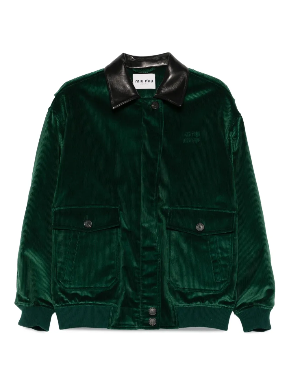 Miu leather-collar jacket Groen