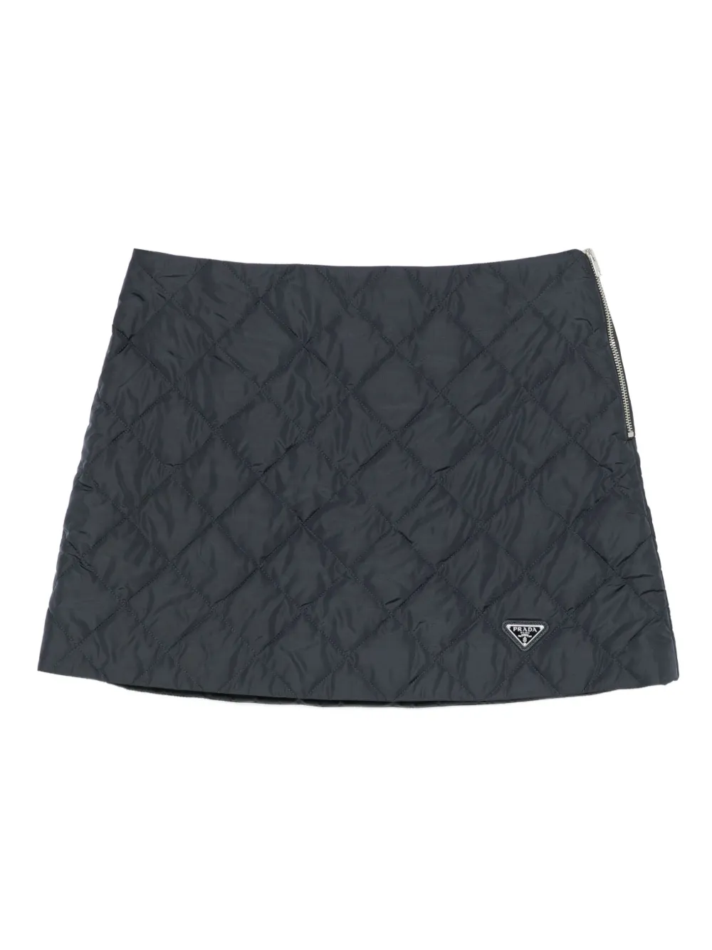 Prada logo-plaque quilted mini skirt Blauw