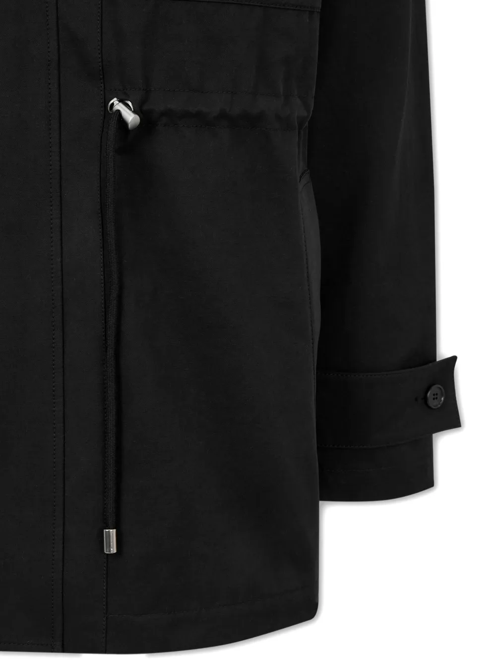 Studio Tomboy Detachable-hood Drawstring Jacket In Black