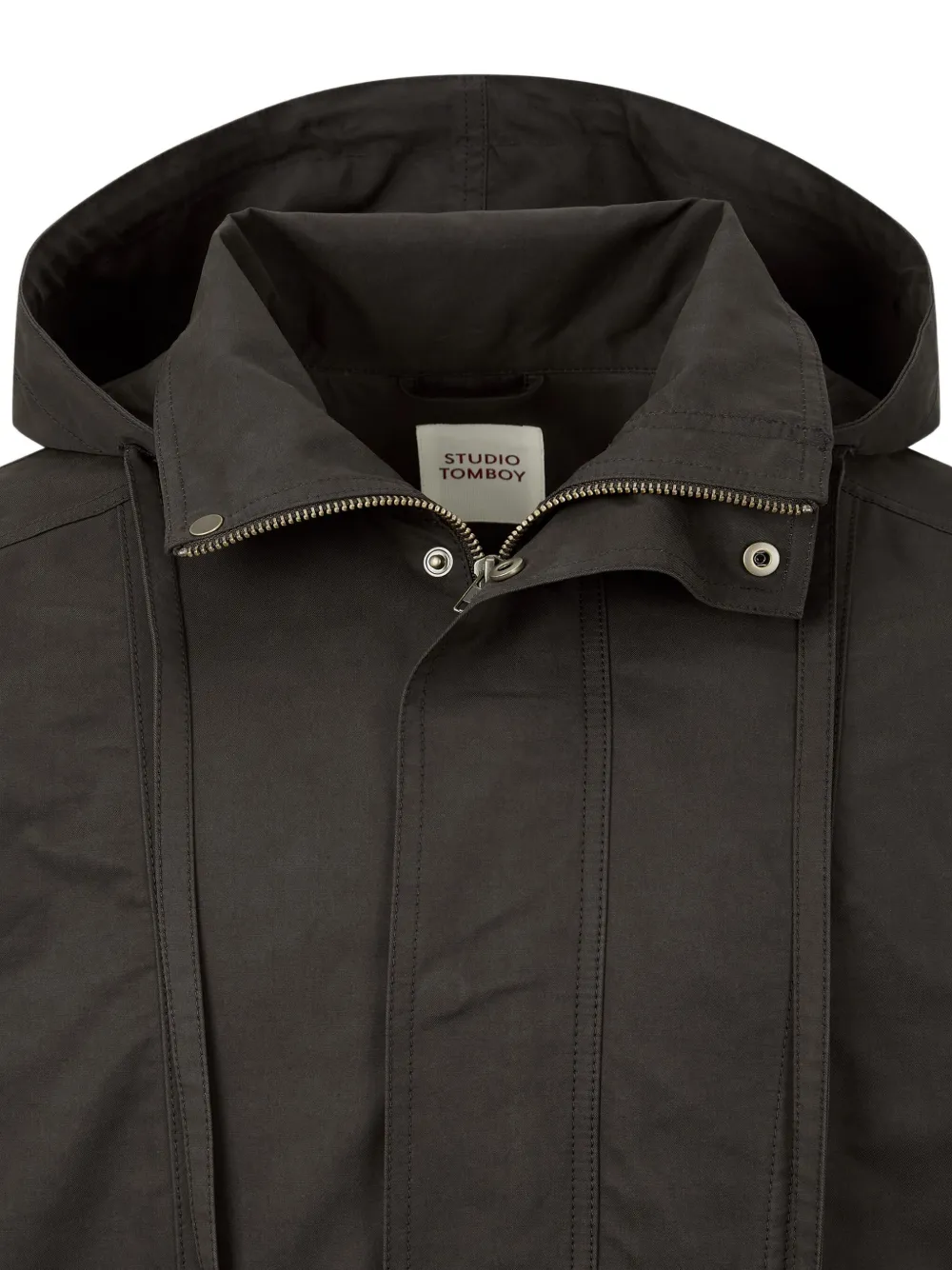 Studio Tomboy Hooded Drawstring Coat In Brown