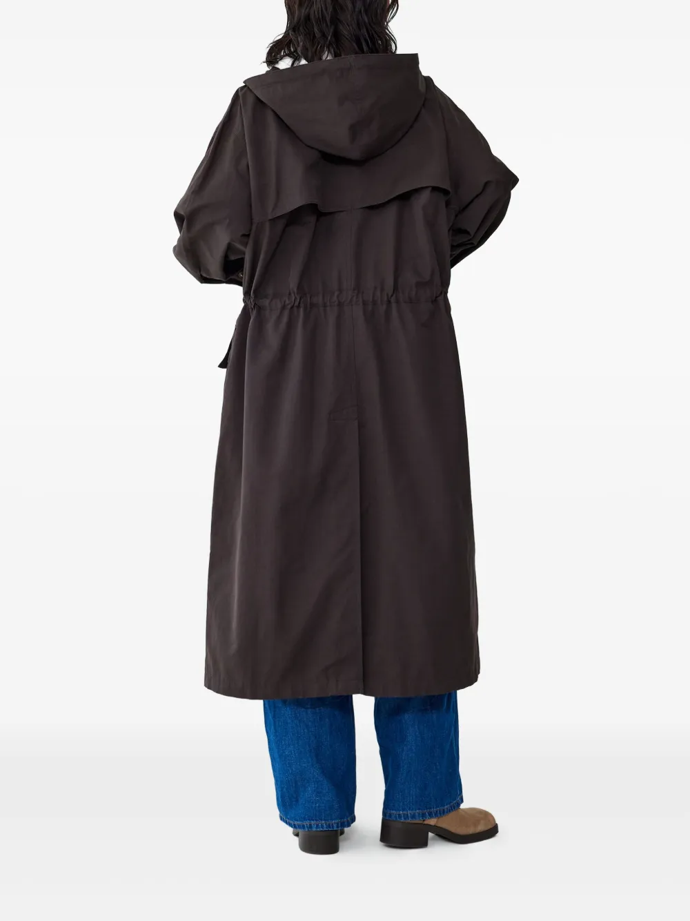 Studio Tomboy Hooded Drawstring Coat In Brown