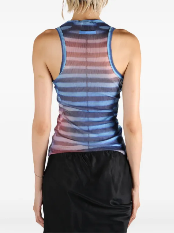 Jean Paul Gaultier striped-pattern Mesh Top | FARFETCH JP