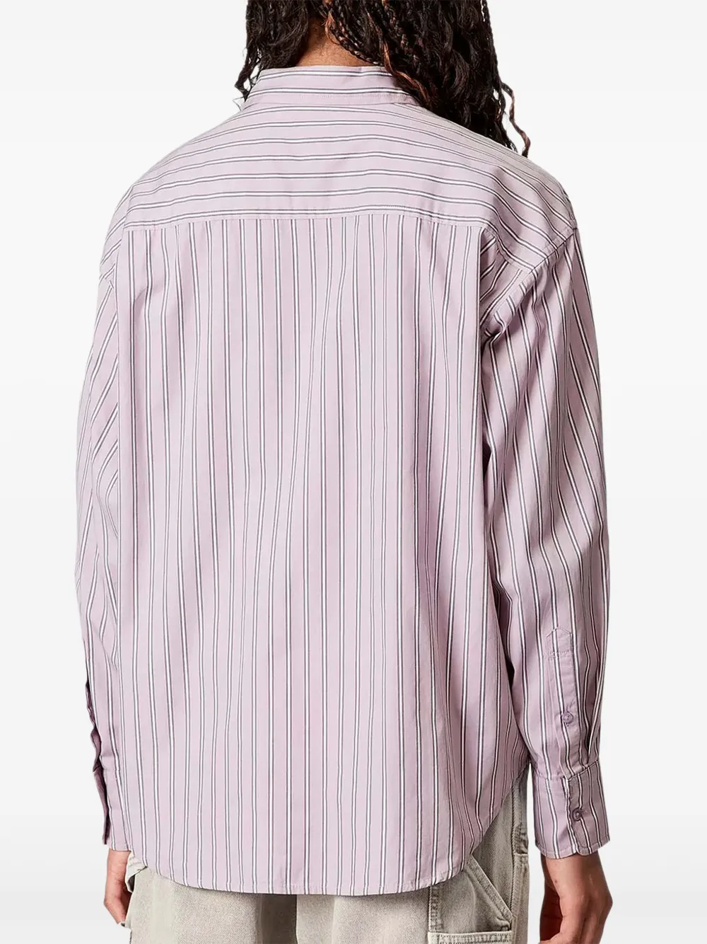 Carhartt WIP Grimsby striped embroidered shirt Roze