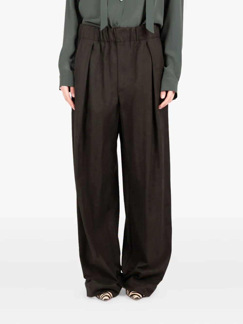 Société Anonyme pleated wide-leg trousers Bruin