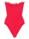 Hunza G gingham-trimmed swimsuit - Red