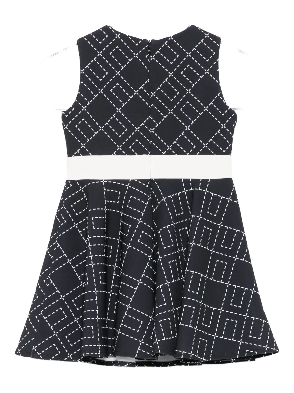 Elisabetta Franchi La Mia Bambina geometric-print flared dress Zwart