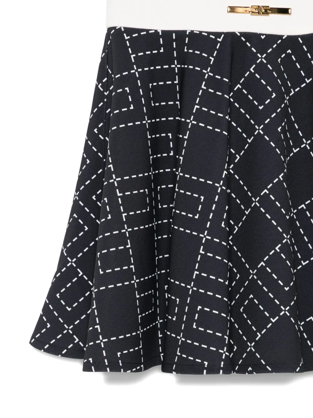 Elisabetta Franchi La Mia Bambina geometric-print flared dress Zwart