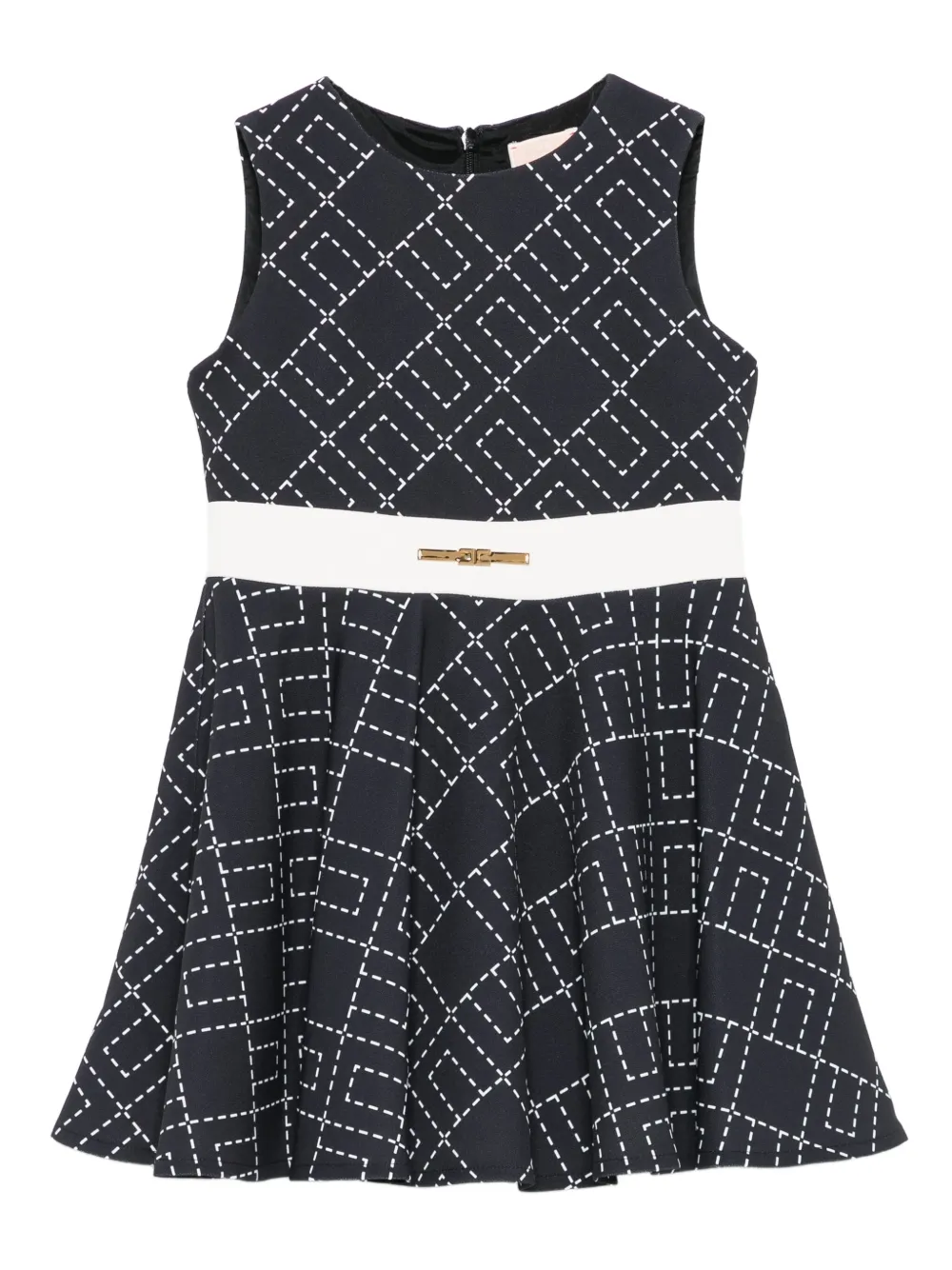 Elisabetta Franchi La Mia Bambina Flared jurk met geometrische print Zwart