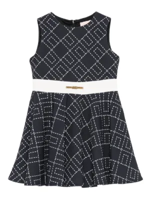 Elisabetta Franchi La Mia Bambina geometric-print Flared Dress | Black |  FARFETCH