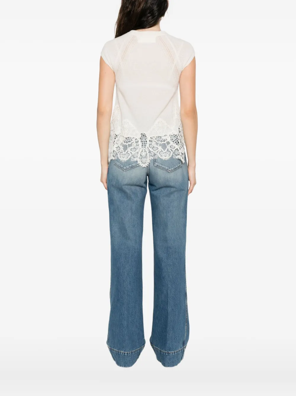 Ermanno Scervino Lace-trimmed Knitted Top In White