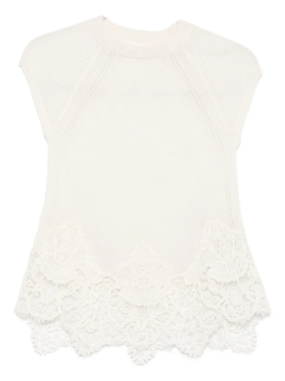 Ermanno Scervino Lace-trimmed Knitted Top In White