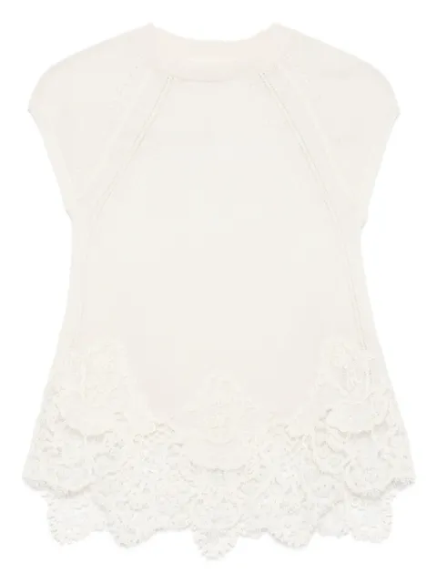 Ermanno Scervino lace-trimmed knitted top
