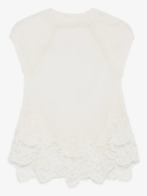 Ermanno Scervino lace-trimmed knitted top