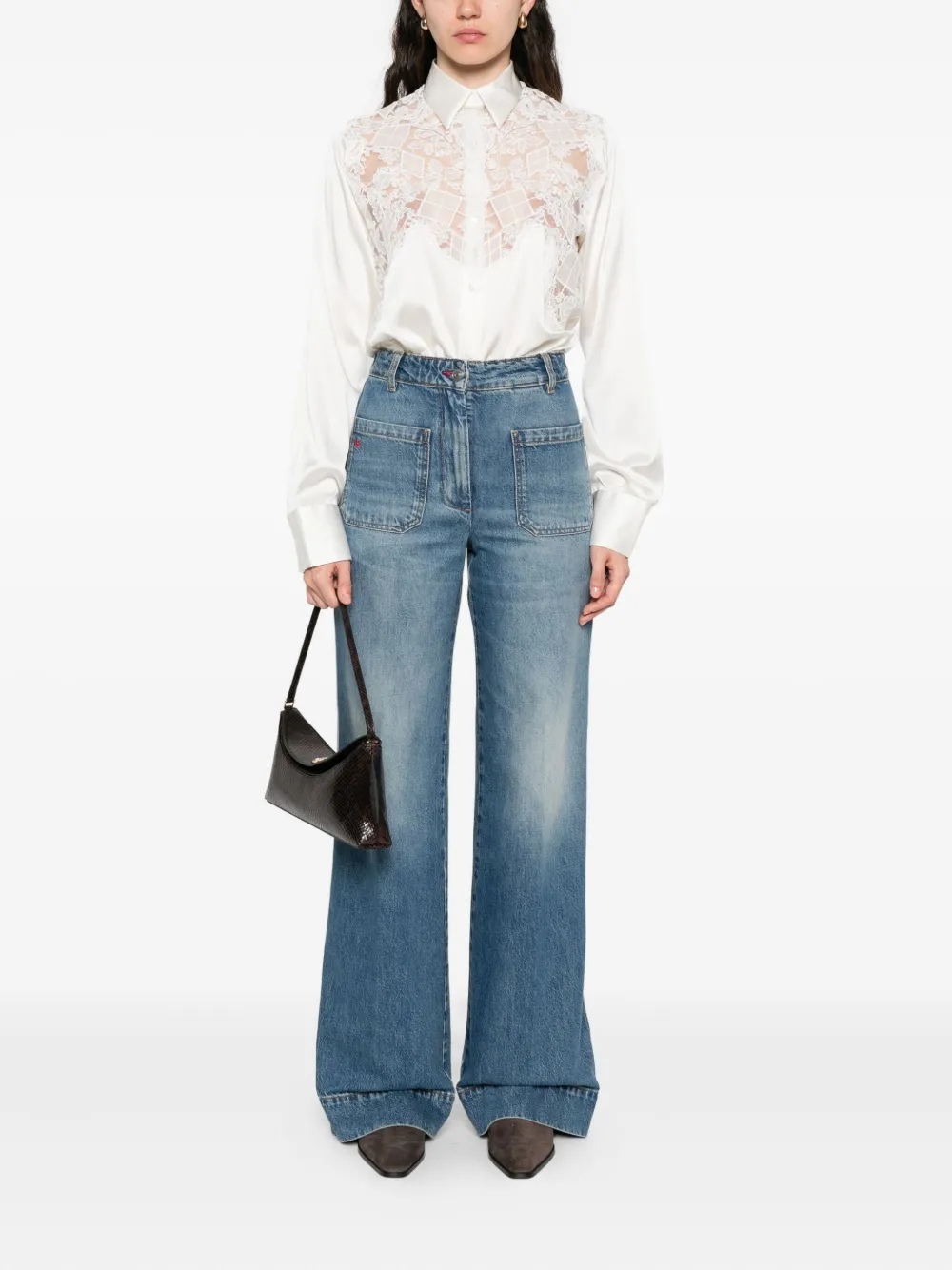 Ermanno Scervino Satijnen blouse - Wit