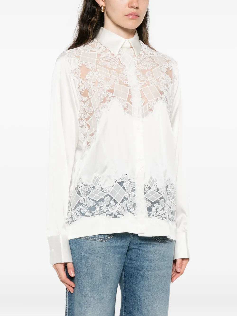 Ermanno Scervino Satijnen blouse Wit