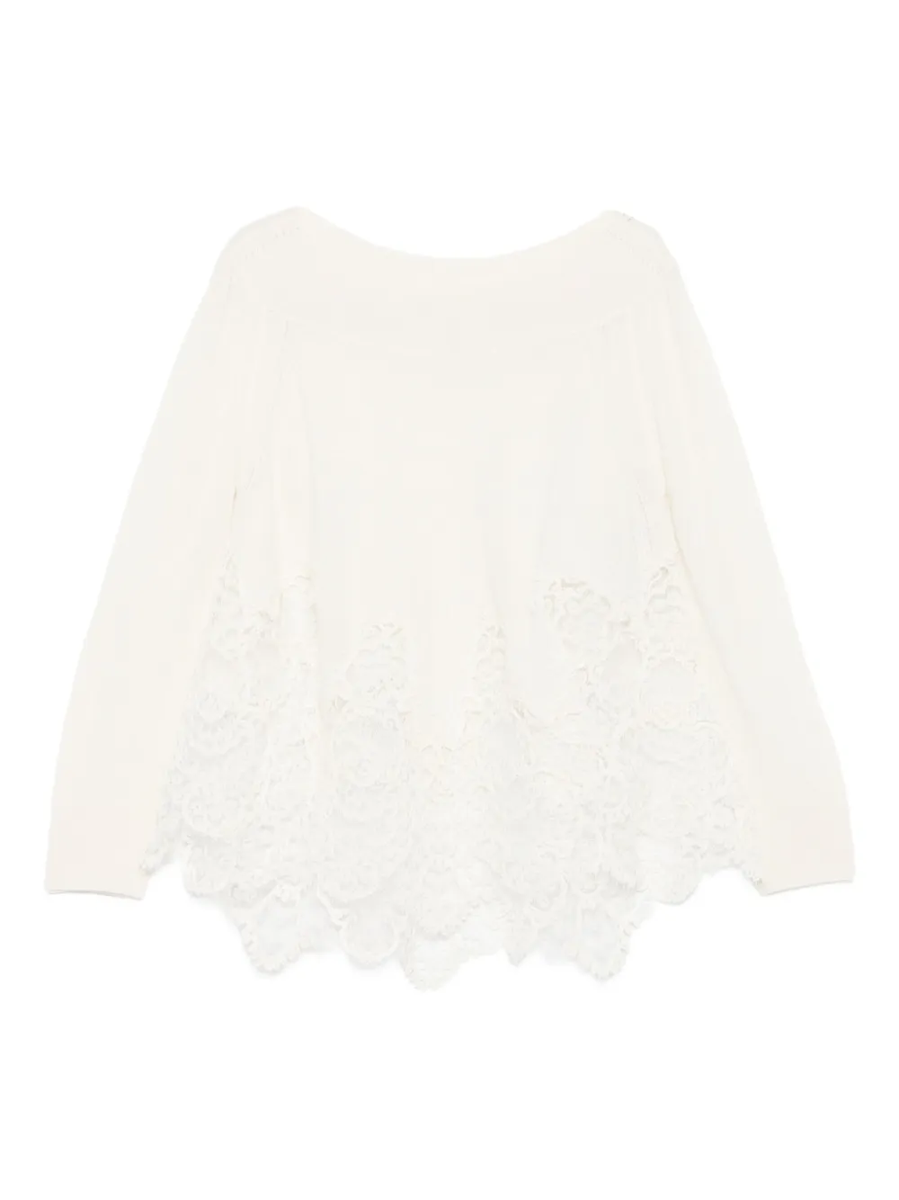 Ermanno Scervino suéter con ribete de encaje | blanco | Image 1