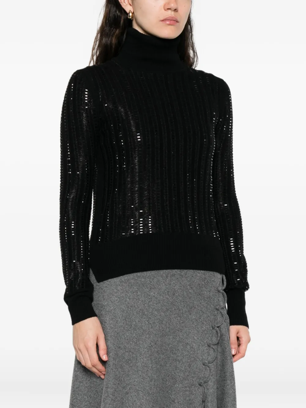 Ermanno Scervino Ribbed Turtleneck Sweater In Black