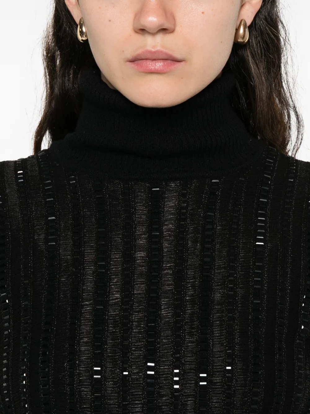 Ermanno Scervino Ribbed Turtleneck Sweater In Black