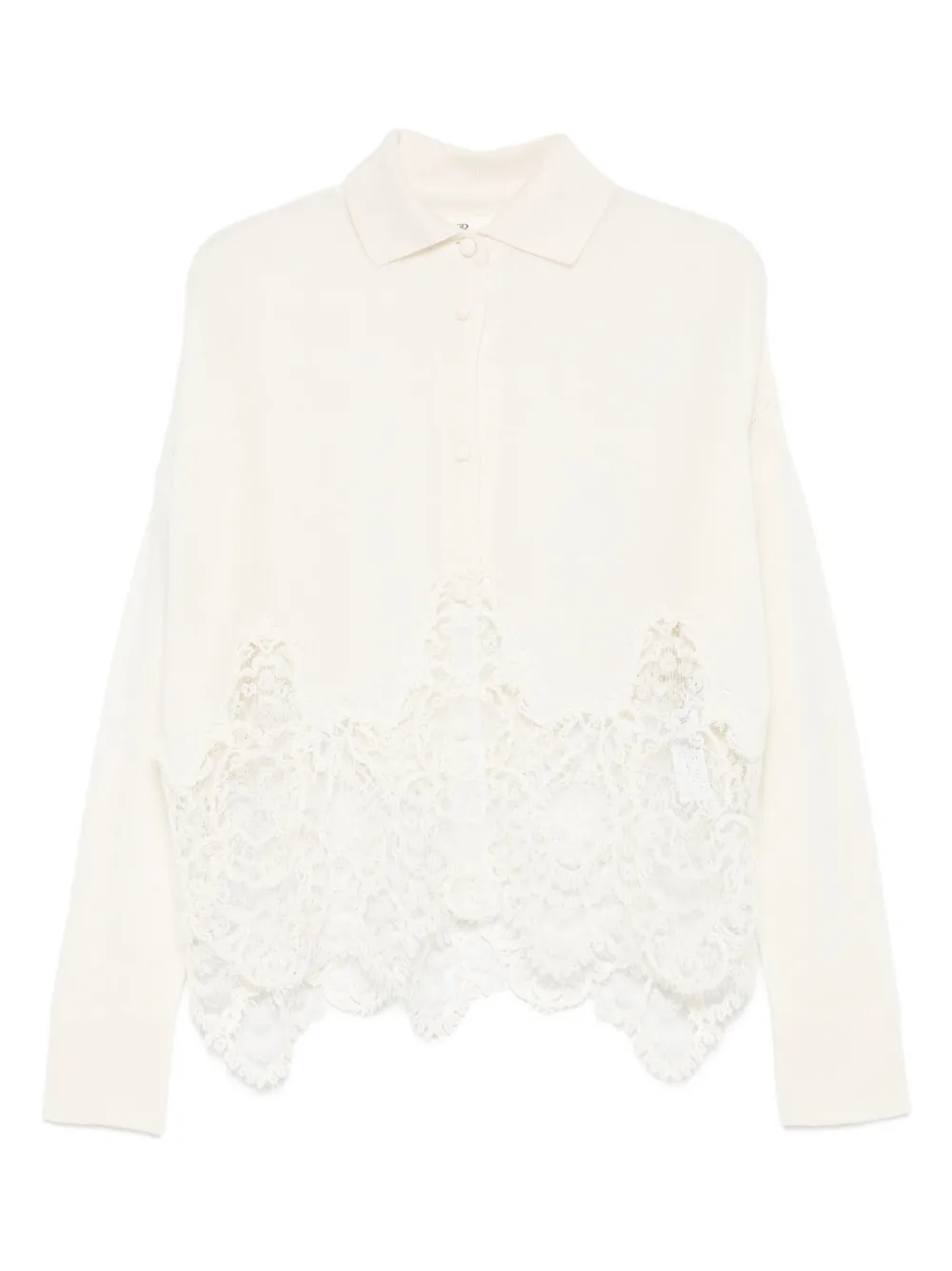 Ermanno Scervino lace-trimmed polo-neck cardigan | White | Image 1