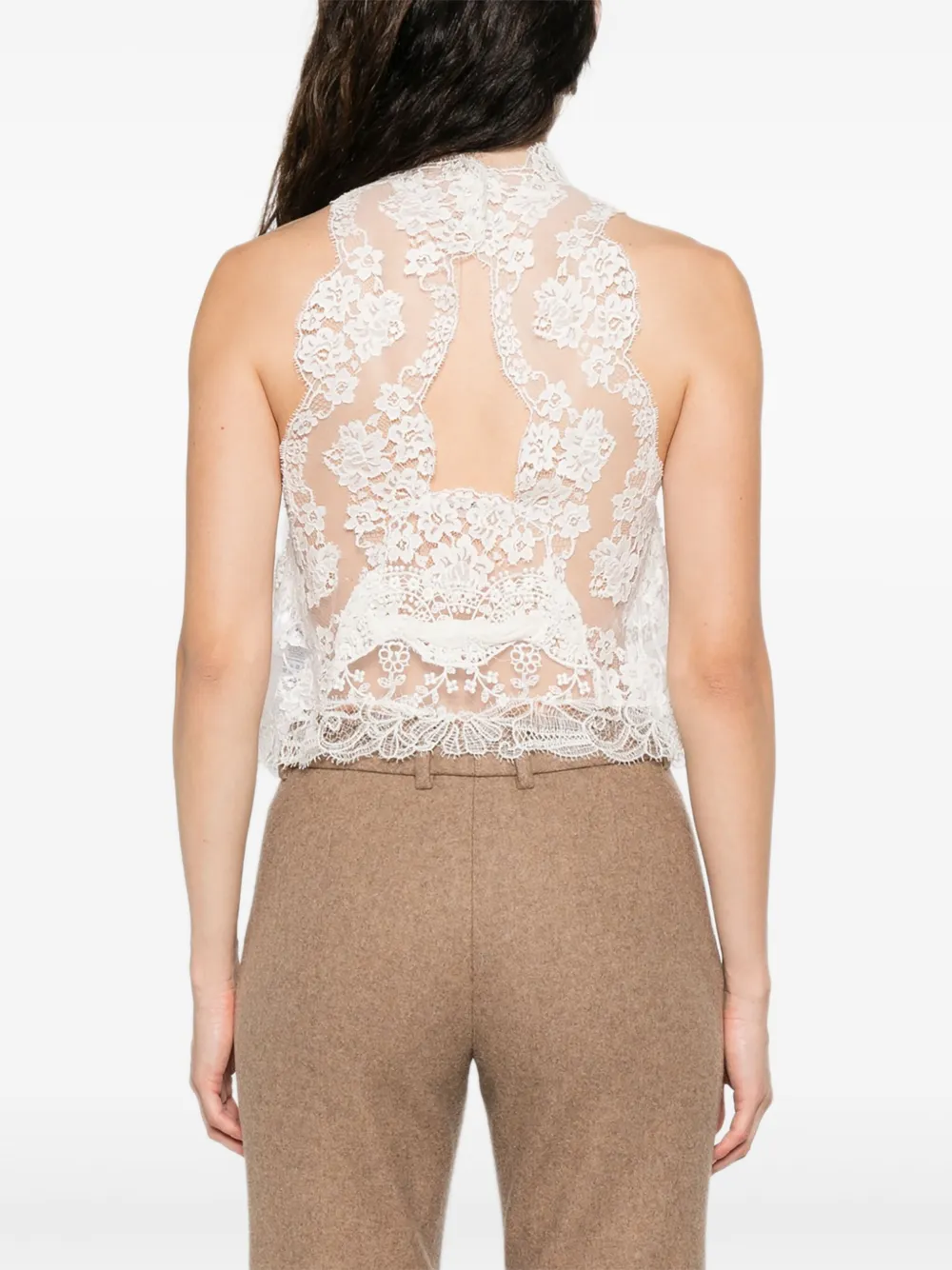 Ermanno Scervino Mouwloze top met kant Wit