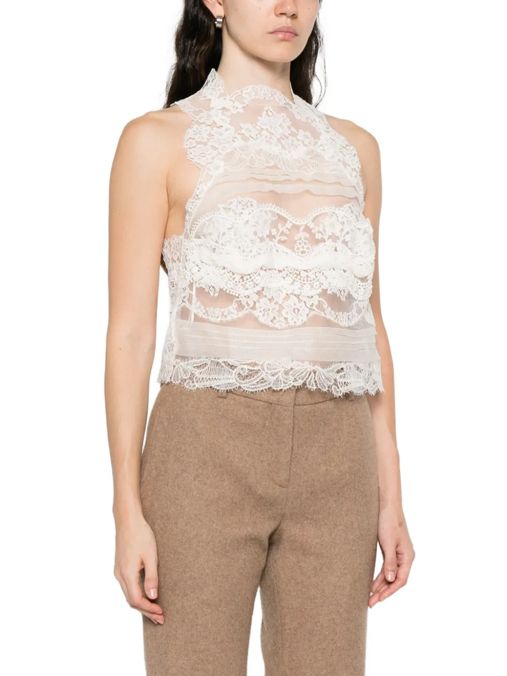 Ermanno Scervino Mouwloze top met kant Wit
