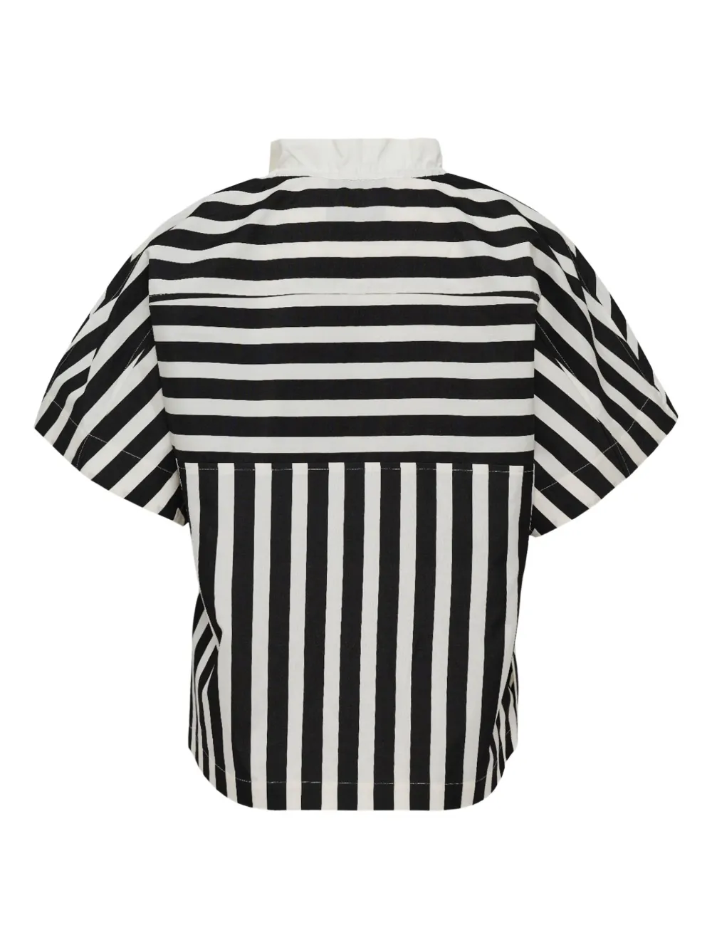 3.1 Phillip Lim Striped Frill-neck Top In Black
