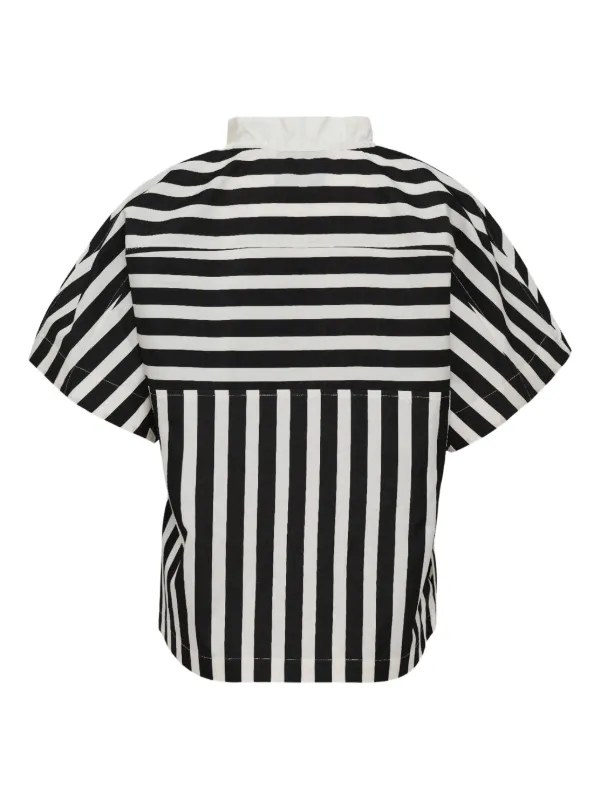 3.1 Phillip Lim ストライプ フリルネック トップ | ブラック 