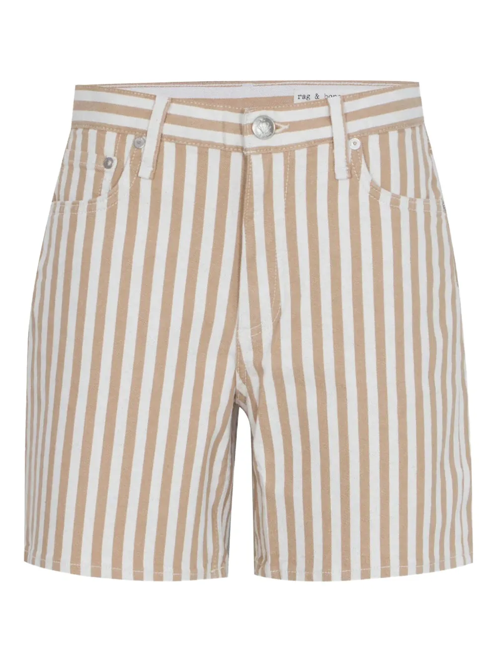 Rag & Bone Stripe High-rise Shorts In Neutral