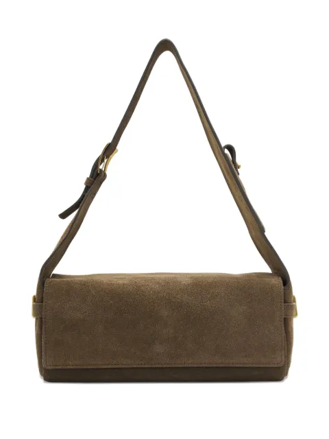 Open YY buckle-fastening suede bag