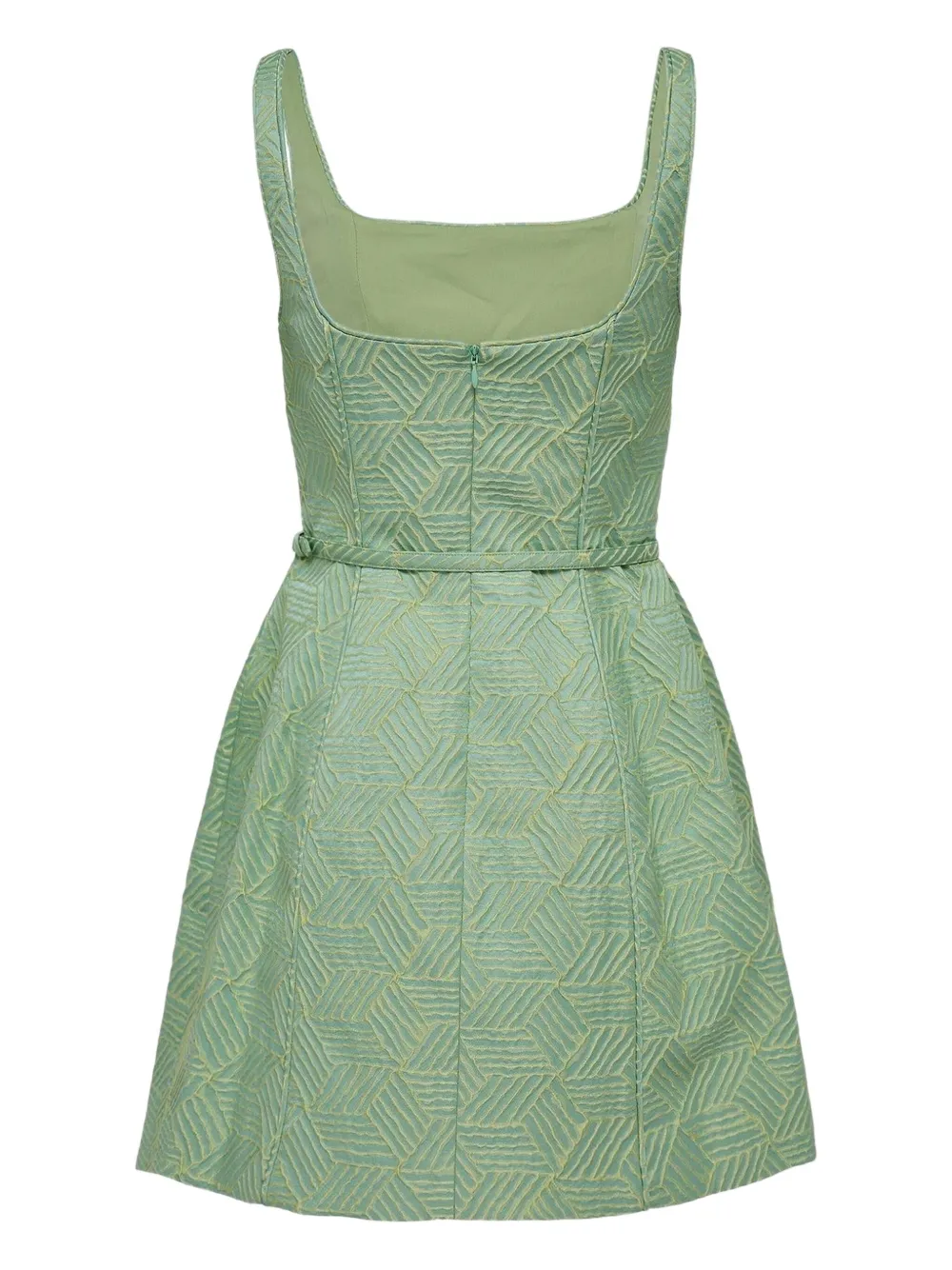 Alexia geometric-patterned belted dress - Groen
