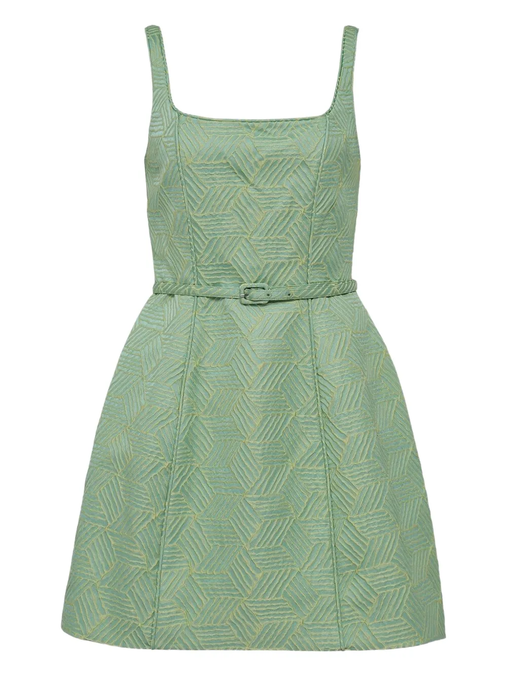 Alexia geometric-patterned belted dress | Green | Image 1